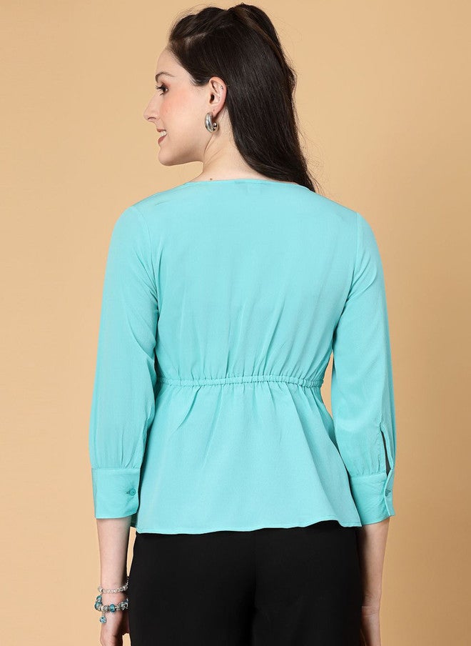 RAASSIO بلوزة نسائية بأكمام مكفوفة وياقة مربعة - Image 5