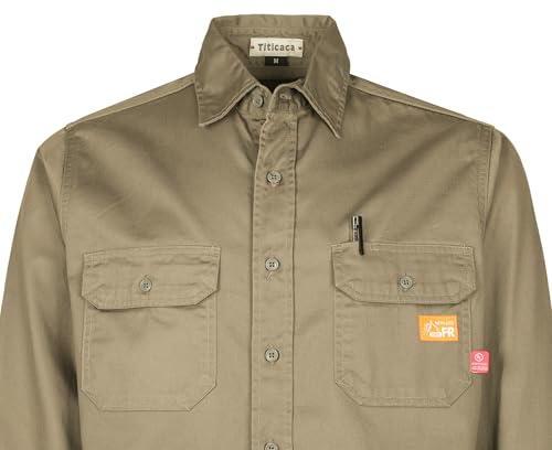 Titicaca FR Shirt Flame Resistant Work Shirt Men's Cotton 7.5oz Khaki Welding Shirt - Image 4