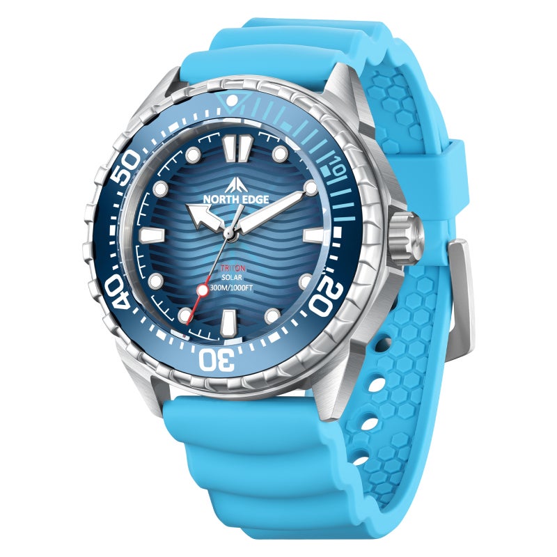 Solar Watch 300M Waterproof Solar-Powered Movement Diving Watch - Durable 316 Stainless Steel Case Quartz Watch for Diving Enthusiasts Water Sports - Image 1