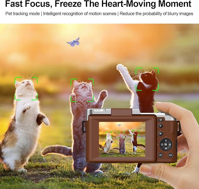 Vbestlife 4K 48MP Digital Camera 18X Zoom Autofocus Vlog Camera With 180 Flip Screen Compact Travel Camera For Beginner Teens Brown - Image 5