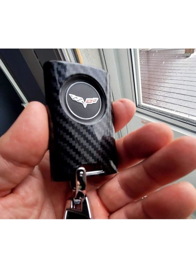 iJDMTOY Glossy Black Carbon Fiber Finish Exact Fit Key Fob Shell Cover w/Keychain Compatible With Cadillac ATS CTS DTS XTS SRX STS Escalade or Chevrolet C7 Corvette, etc - Image 5