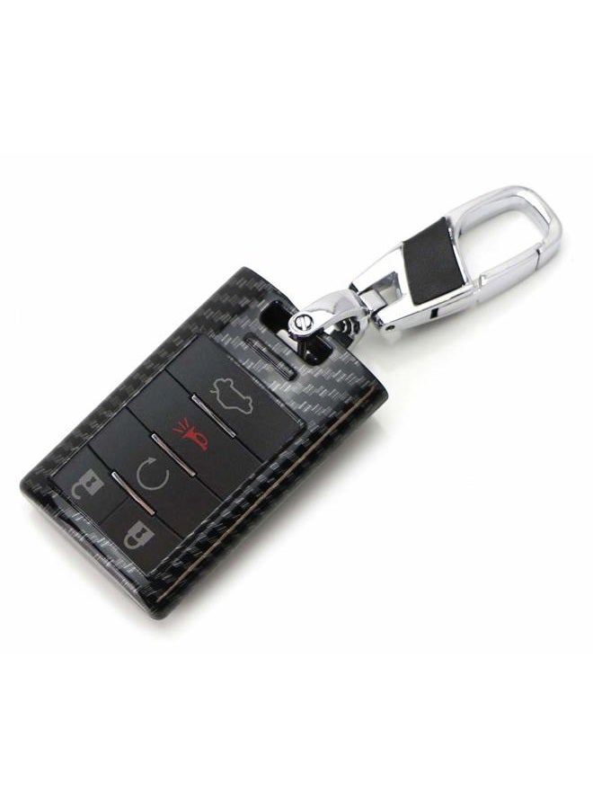 iJDMTOY Glossy Black Carbon Fiber Finish Exact Fit Key Fob Shell Cover w/Keychain Compatible With Cadillac ATS CTS DTS XTS SRX STS Escalade or Chevrolet C7 Corvette, etc - Image 3