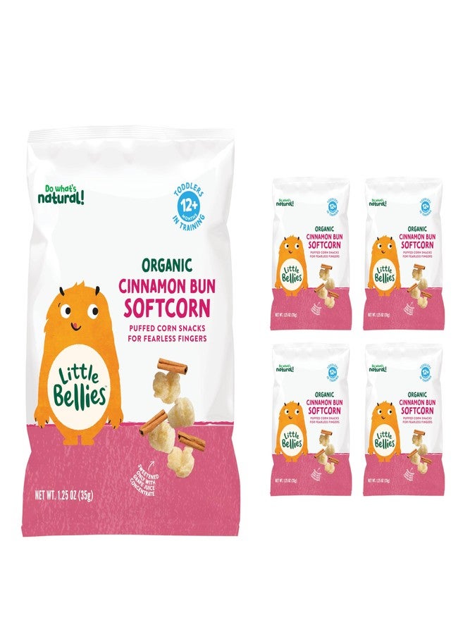 Little Bellies Organic Cinnamon Bun Softcorn Toddler Snack (5 x 1.25 oz Individual Packs) - Image 1