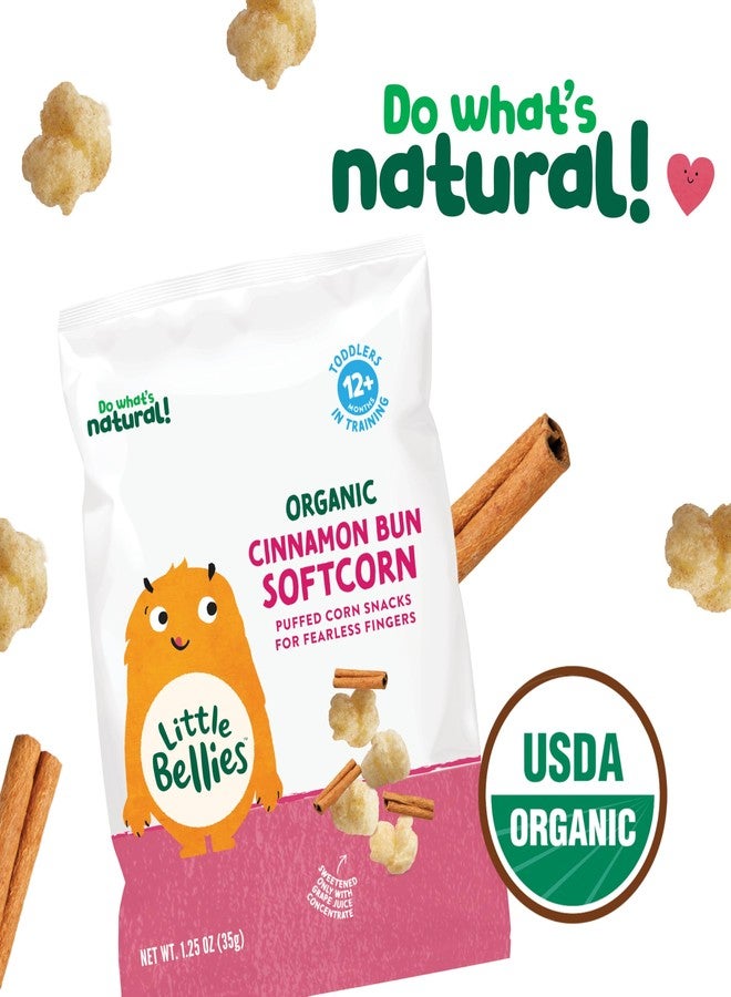 Little Bellies Organic Cinnamon Bun Softcorn Toddler Snack (5 x 1.25 oz Individual Packs) - Image 2
