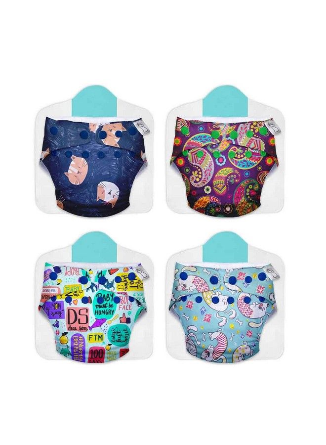 Superbottoms Cloth Diapers For Babies Cloth Diaper Combo Pack Of 4 Freesize Unonew Version; Reusable Cloth Diapers For Babies 3M To 3Y ; With 4 Organic Cotton Inserts;Pads - Image 1