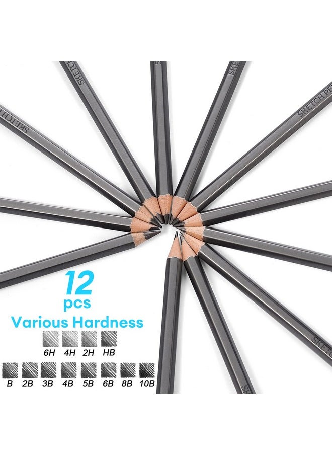 Dyvicl - Professional Drawing Sketching Pencil Set 12 Pieces Drawing Pencils 10B, 8B, 6B, 5B, 4B, 3B, 2B, B, Hb, 2H, 4H, 6H Graphite Pencils For Beginners & Pro Artists - Image 1