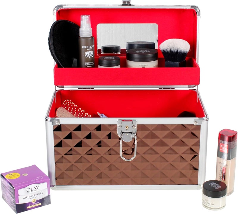 AR BRAND EST. 2021 Aluminium Hard Make Up Travel Storage Box Cosmetic Beauty Vanity Case Organiser - Image 2