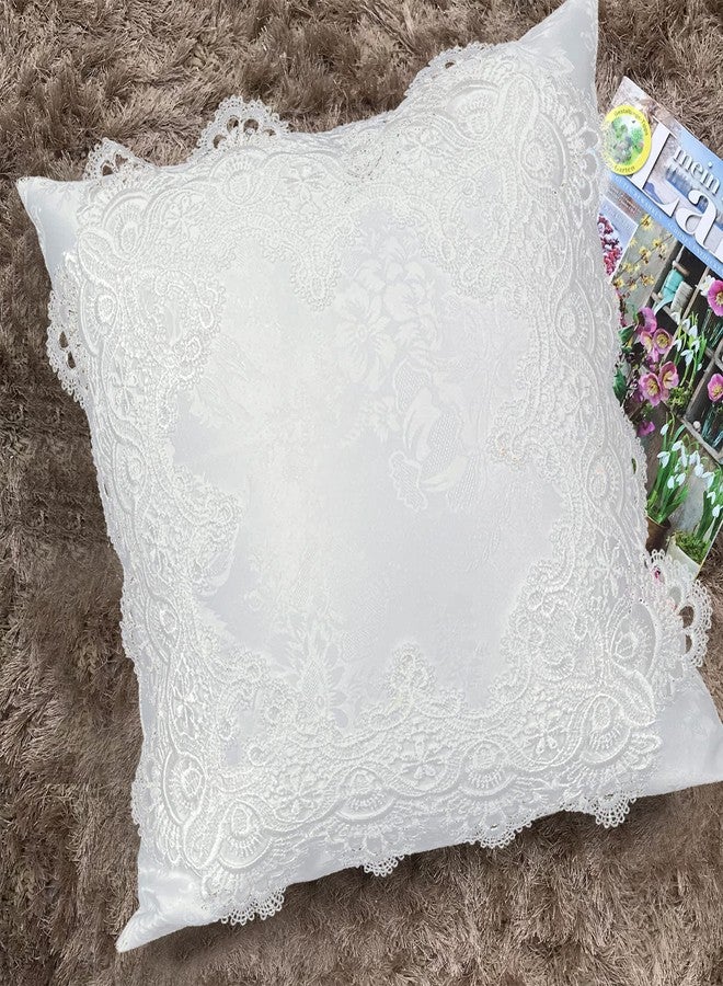 BrekSdat Pillow Covers 18 x 18 Inches Set of 2 White Lace Soft Throw Pillow Covers Farmhouse Living Room Decoration Exquisite Embroidery Cushion Covers for Home Bed Couch Sofa - Image 5