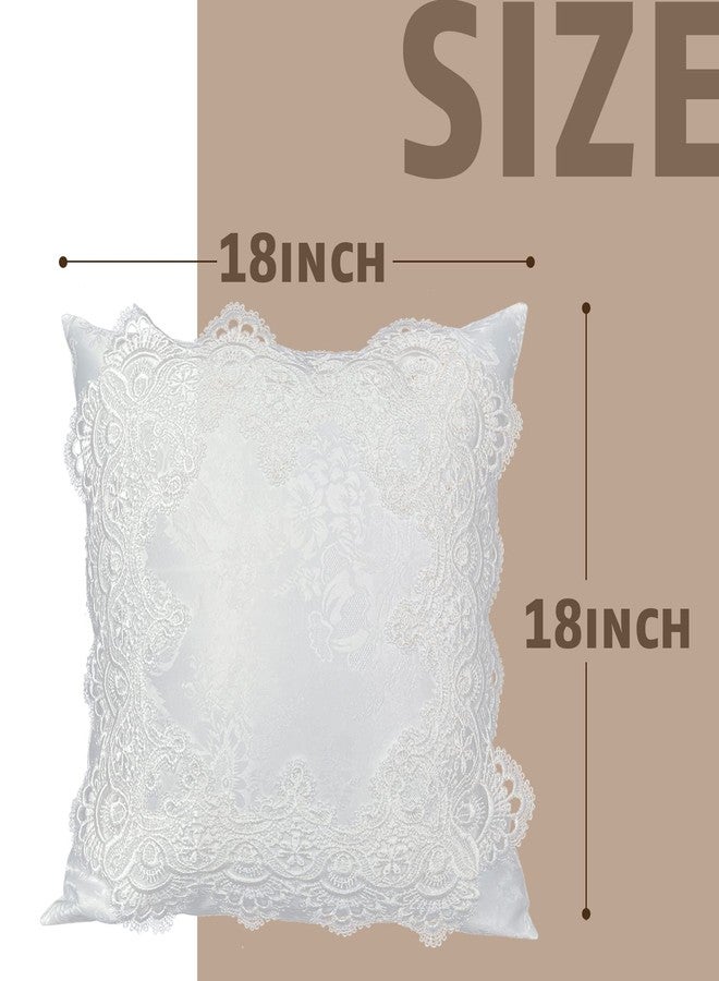 BrekSdat Pillow Covers 18 x 18 Inches Set of 2 White Lace Soft Throw Pillow Covers Farmhouse Living Room Decoration Exquisite Embroidery Cushion Covers for Home Bed Couch Sofa - Image 2