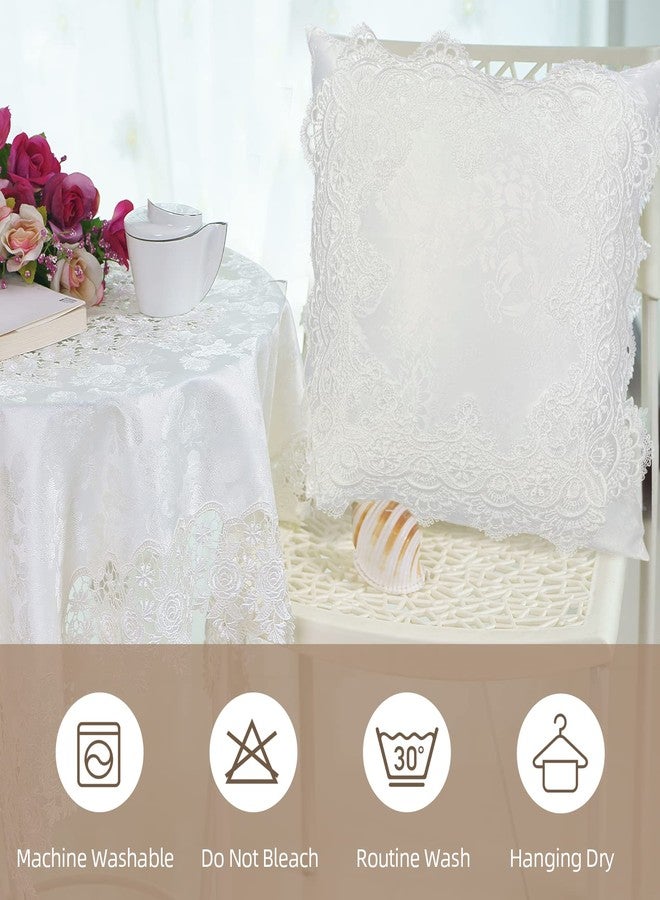 BrekSdat Pillow Covers 18 x 18 Inches Set of 2 White Lace Soft Throw Pillow Covers Farmhouse Living Room Decoration Exquisite Embroidery Cushion Covers for Home Bed Couch Sofa - Image 3