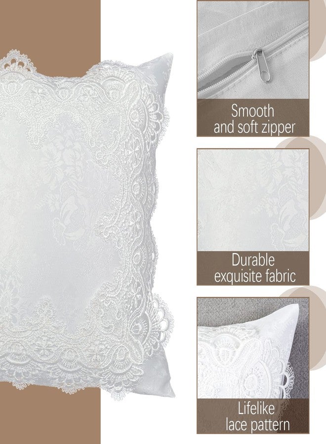 BrekSdat Pillow Covers 18 x 18 Inches Set of 2 White Lace Soft Throw Pillow Covers Farmhouse Living Room Decoration Exquisite Embroidery Cushion Covers for Home Bed Couch Sofa - Image 4