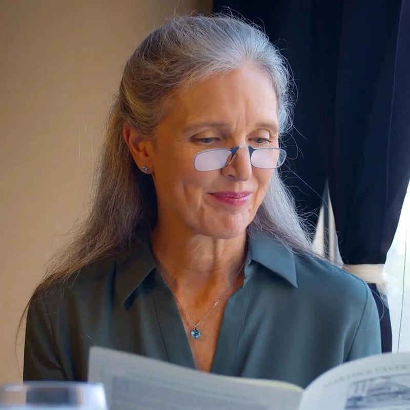 ThinOptics Reading Glasses + White Universal Pod Case | Brown Frames, 1.00 Strength Readers Brown Frames / White Case, 44 mm - Image 5