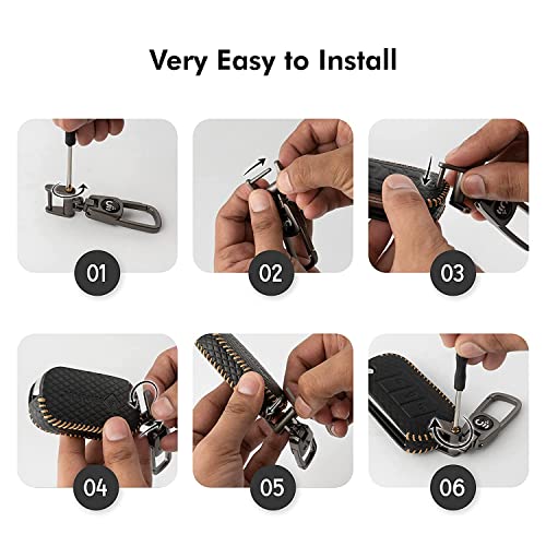 SHOPOFLUX Leather Key Cover Compatible with New Ford Ecosport Titanium 2 Button Smart Key - Image 5