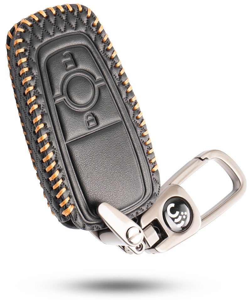SHOPOFLUX Leather Key Cover Compatible with New Ford Ecosport Titanium 2 Button Smart Key - Image 1