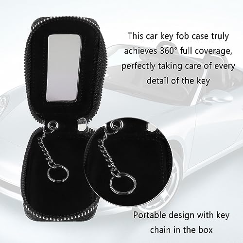 Turcee Car Key Fob Cover,Universal Key Fob Case with Keychain & Carabiner,Leather Car Smart Key Fob Holder Fits Remote Key Fob (Black) - Image 5