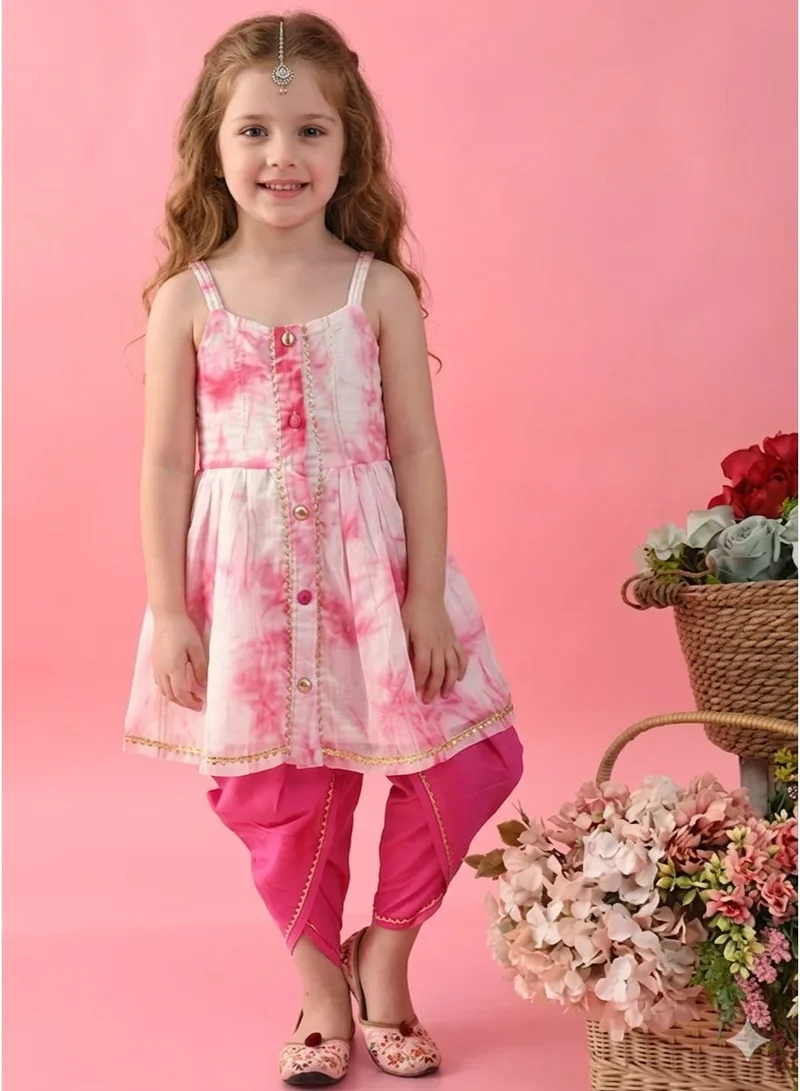 Saka Designs Dyed A-Line Kurta With Dhoti Pants For Girls