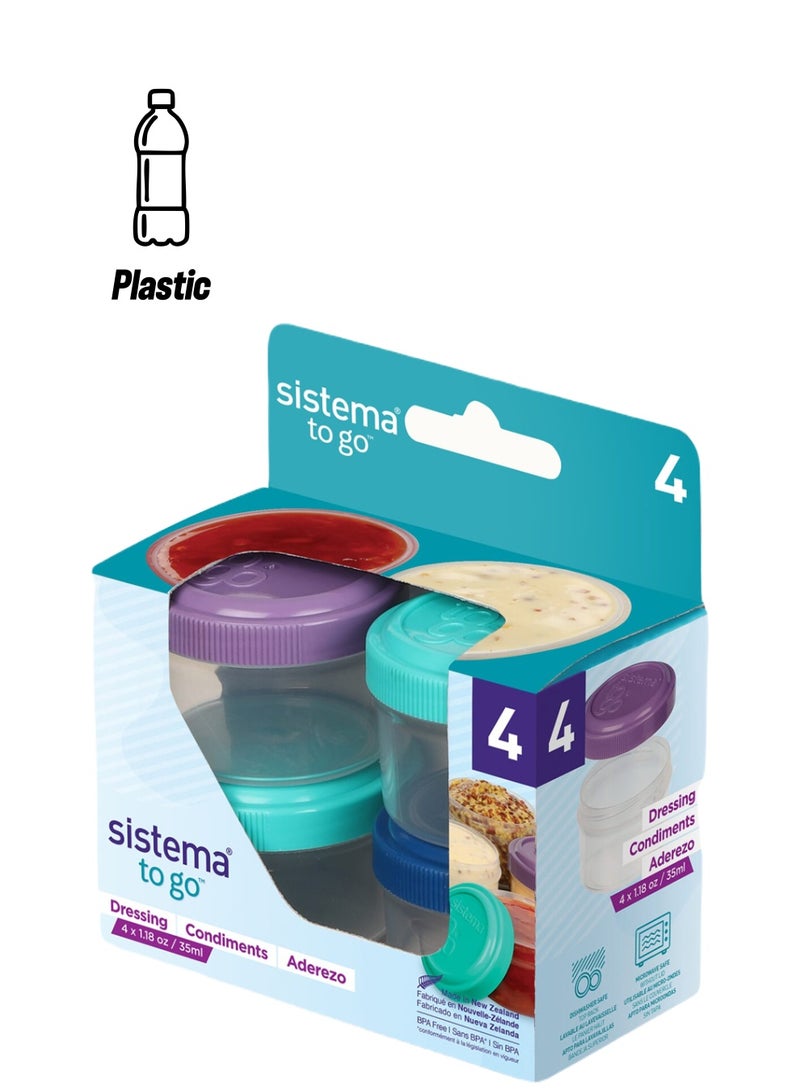 Sistema Dressing Containers (4 Pack) To Go:  Keep Dressings Fresh On-The-Go - BPA-Free & Portable , Made In New Zealand - Image 1