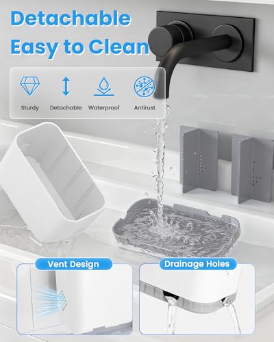 Homtalker Toothbrush and Toothpaste Holders for Bathrooms Countertop - Detachable 5 Slots Kids Electric Toothbrush Holders Set Wall Mounted with Removable Dividers for Bathroom Decor and Accessories Organizer - Image 4