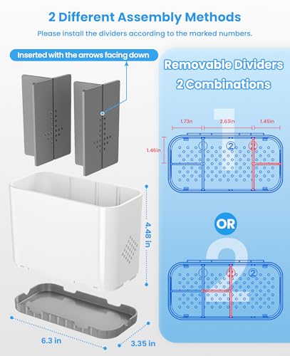 Homtalker Toothbrush and Toothpaste Holders for Bathrooms Countertop - Detachable 5 Slots Kids Electric Toothbrush Holders Set Wall Mounted with Removable Dividers for Bathroom Decor and Accessories Organizer - Image 2