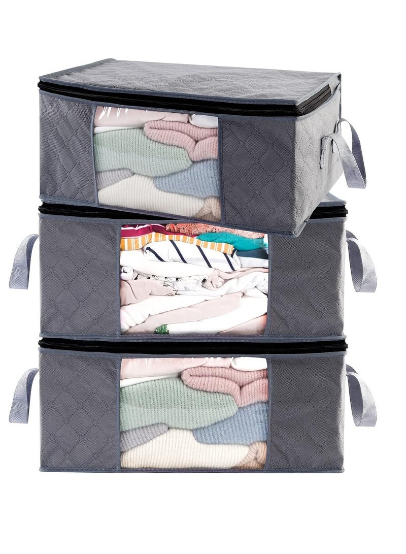 DUNISO Closet organizer, sportswear storage container, sturdy zippered transparent window, set of 3, gray, 3 pieces  - Image 1