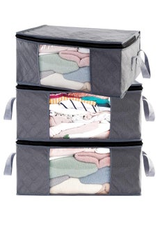 DUNISO Closet organizer, sportswear storage container, sturdy zippered transparent window, set of 3, gray, 3 pieces  - Image 2