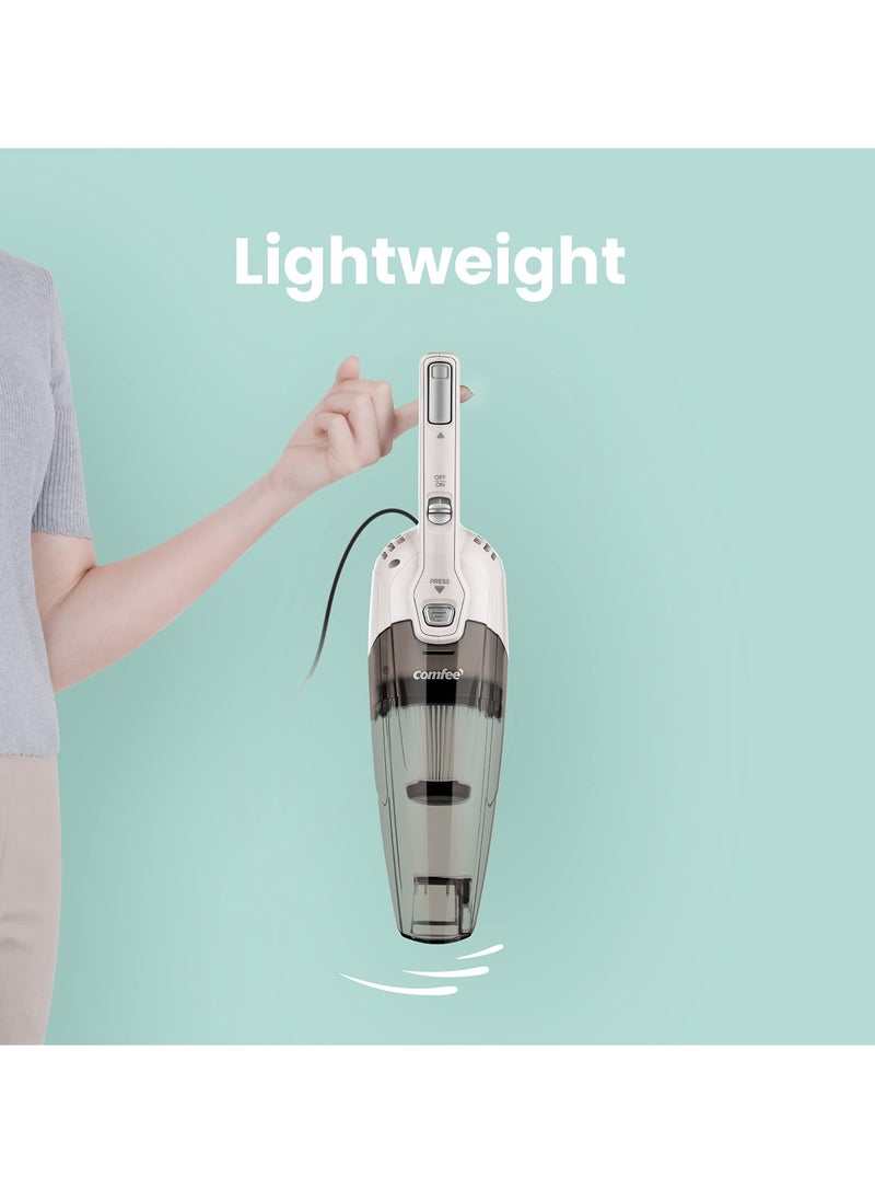 Comfee' Vacuum Cleaner 2 in 1 Handheld Stick Cleaner 5M Long Cord Lightweight Powerful 600W 16000Pa Suction 0.5L Large Capacity Excellent Central Filtration System for Car Home Kitchen Hair- White  - Image 4