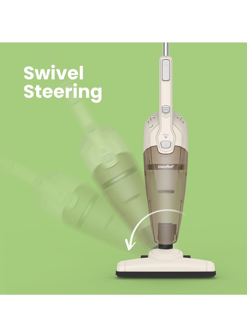 Vacuum Cleaner 2 in 1 Handheld Stick Cleaner 5M Long Cord Lightweight Powerful 600W 16000Pa Suction 0.5L Large Capacity Excellent Central Filtration System for Car Home Kitchen Hair- White