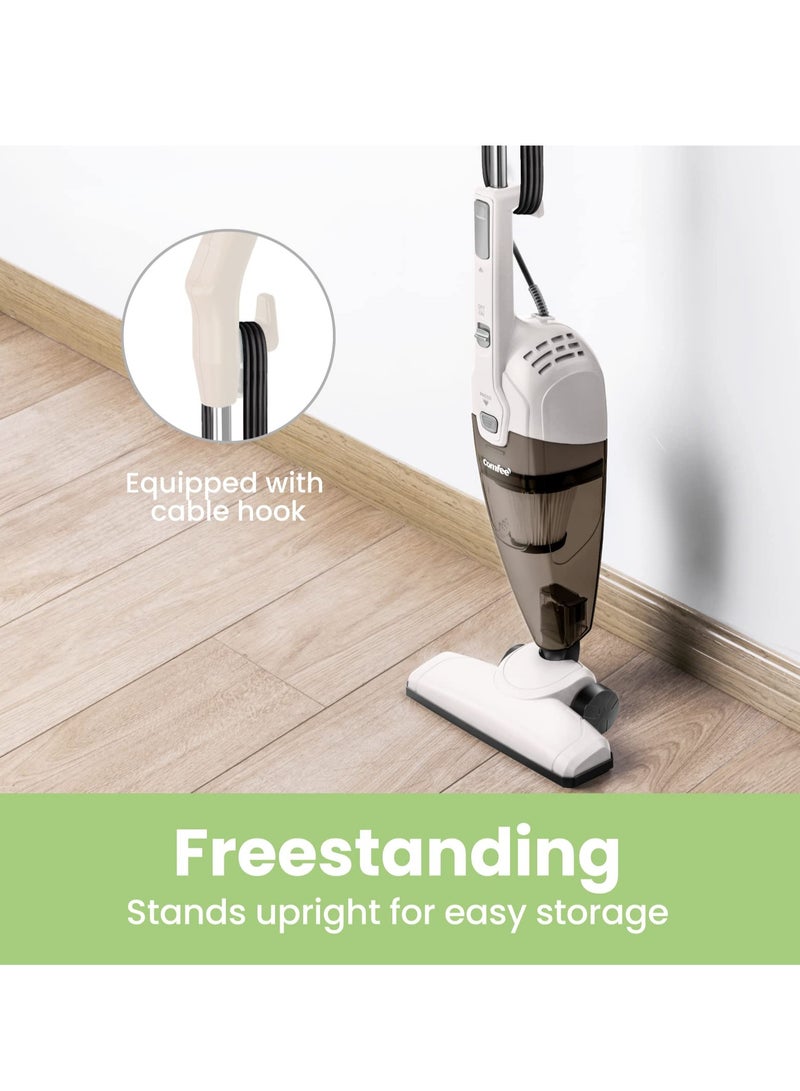 Vacuum Cleaner 2 in 1 Handheld Stick Cleaner 5M Long Cord Lightweight Powerful 600W 16000Pa Suction 0.5L Large Capacity Excellent Central Filtration System for Car Home Kitchen Hair- White