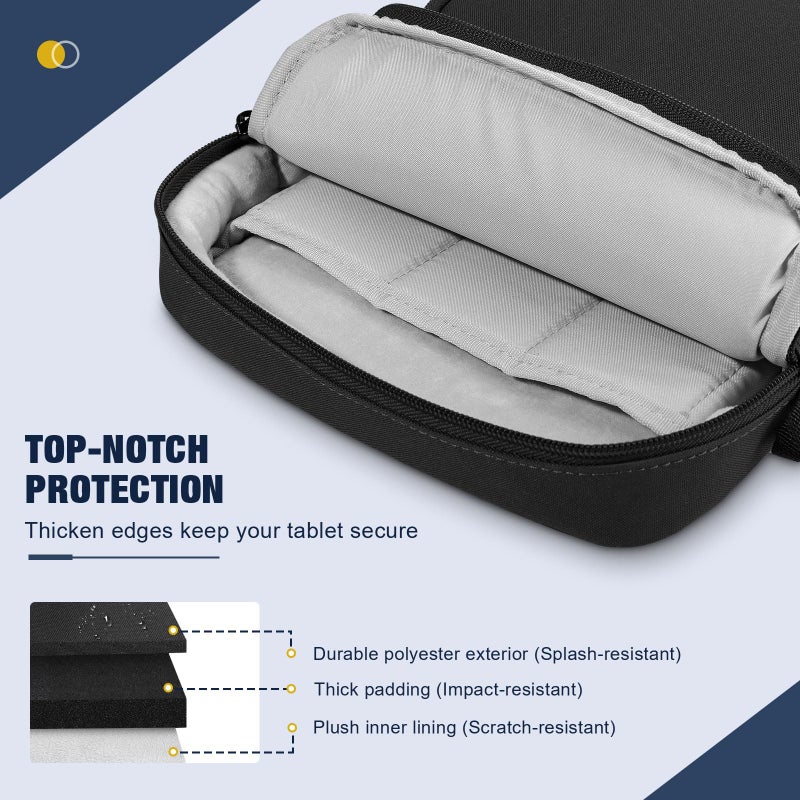 MoKo 9-11 Inch 360Â° Protective Tablet Sleeve Bag, Fits iPad Air M3 11, 5/4th 10.9, iPad A16 10/9/8/7th 10.2, iPadPro 11 Inch, Tab S8/S9 11, Multifunctional Bag with Shoulder and Headphone Port, Black - Image 4