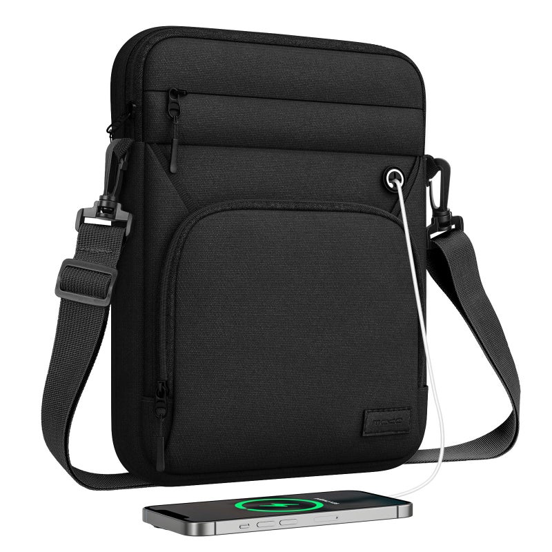 MoKo 9-11 Inch 360Â° Protective Tablet Sleeve Bag, Fits iPad Air M3 11, 5/4th 10.9, iPad A16 10/9/8/7th 10.2, iPadPro 11 Inch, Tab S8/S9 11, Multifunctional Bag with Shoulder and Headphone Port, Black - Image 1