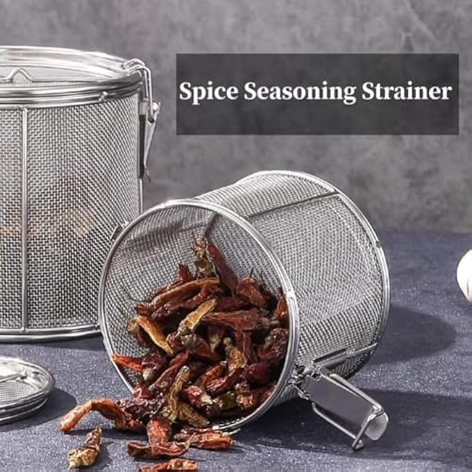 NALACAL Spice Seasoning Strainer Large Capacity Stainless Steel Extra Fine Mesh Tea Ball Tea Infuser Strainer With Extended Chain Hook For Brew Loose Leaf Tea And Spices  Seasonings 552 X 394 Inch - Image 3