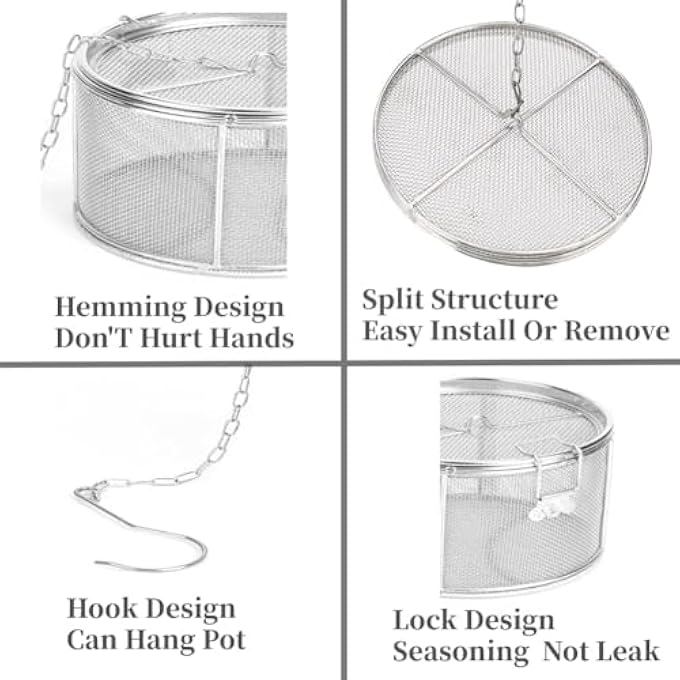 NALACAL Spice Seasoning Strainer Large Capacity Stainless Steel Extra Fine Mesh Tea Ball Tea Infuser Strainer With Extended Chain Hook For Brew Loose Leaf Tea And Spices  Seasonings 552 X 394 Inch - Image 5