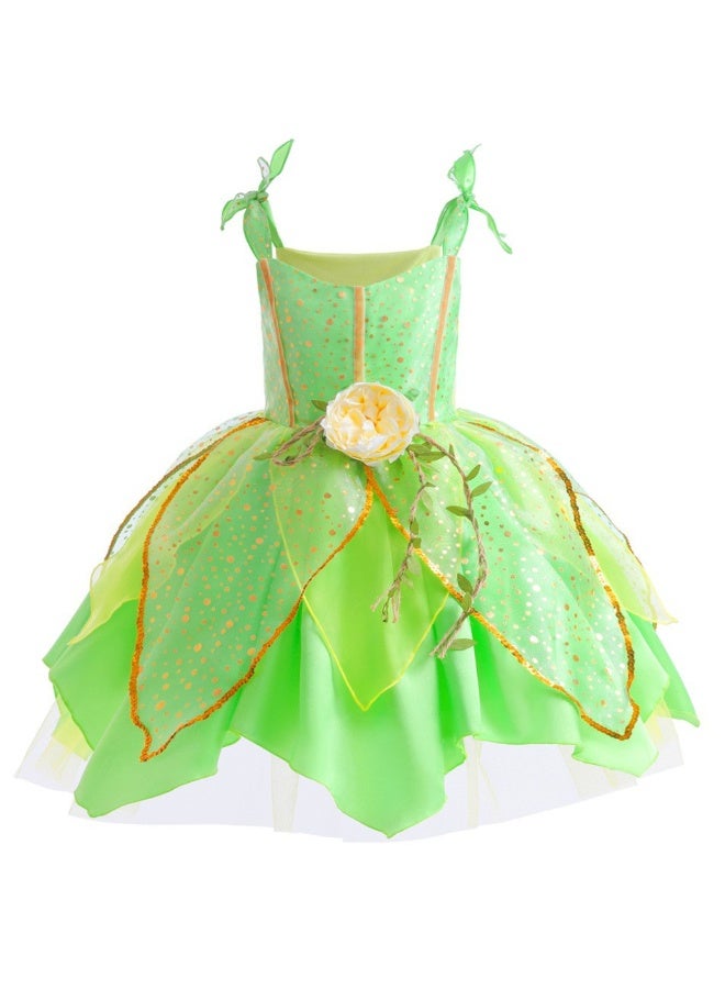 NIBEMINENT New Halloween Green elf dress, Princess Tianna and Tinker Bell children's performance costume - Image 1