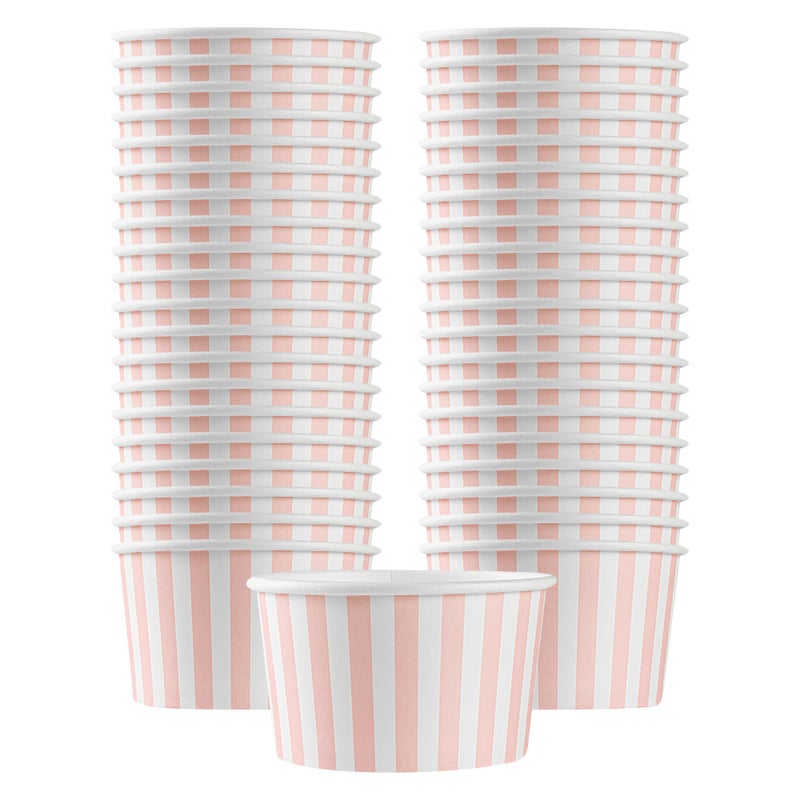 Restaurantware-Coppetta 12-Ounce Dessert Cups, 50 Disposable Ice Cream Cups - Lids Sold Separately, Sturdy, Pink And White Paper FroYo Bowls, For Hot And Cold Foods, Perfect For Gelato Or Mousse - Image 1