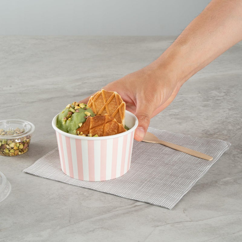 Restaurantware-Coppetta 12-Ounce Dessert Cups, 50 Disposable Ice Cream Cups - Lids Sold Separately, Sturdy, Pink And White Paper FroYo Bowls, For Hot And Cold Foods, Perfect For Gelato Or Mousse - Image 5