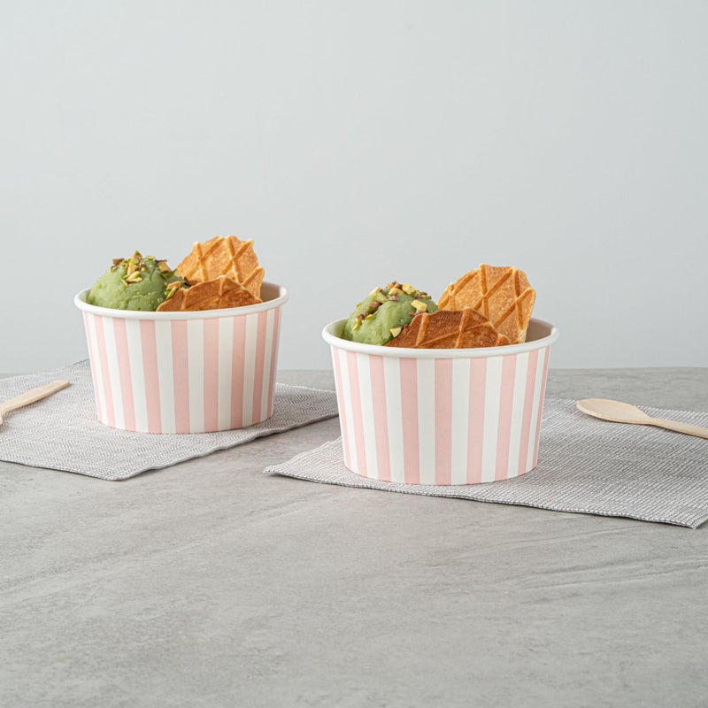 Restaurantware-Coppetta 12-Ounce Dessert Cups, 50 Disposable Ice Cream Cups - Lids Sold Separately, Sturdy, Pink And White Paper FroYo Bowls, For Hot And Cold Foods, Perfect For Gelato Or Mousse - Image 4