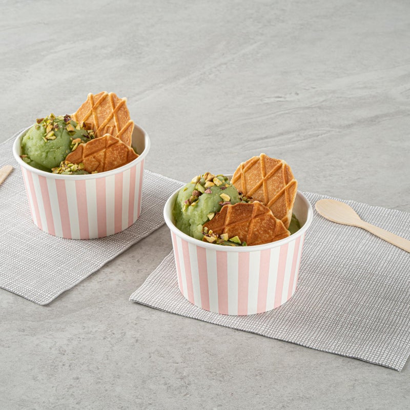 Restaurantware-Coppetta 12-Ounce Dessert Cups, 50 Disposable Ice Cream Cups - Lids Sold Separately, Sturdy, Pink And White Paper FroYo Bowls, For Hot And Cold Foods, Perfect For Gelato Or Mousse - Image 3