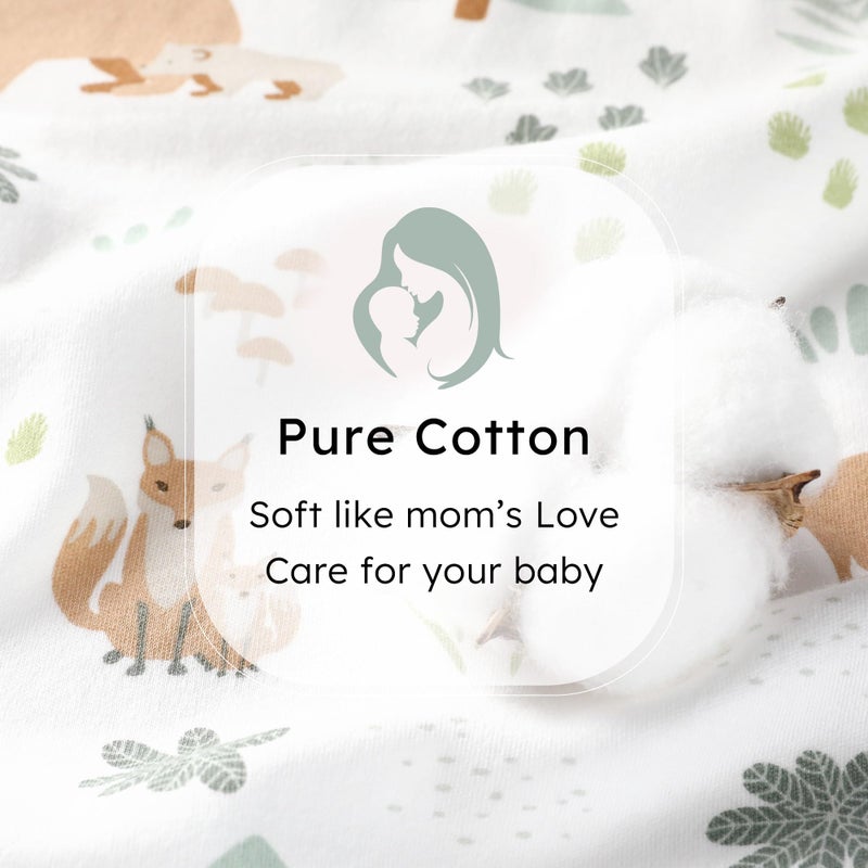 FIEMOL Baby Sleep Sack 6-12 months, 100% Cotton Sleeping Sack for Newborn and Infant, 3 Pack Baby Wearable Blanket, 0.5 Tog Lightweight Double Zipper Sleep Bag Medium Green Forest Bear - Image 5