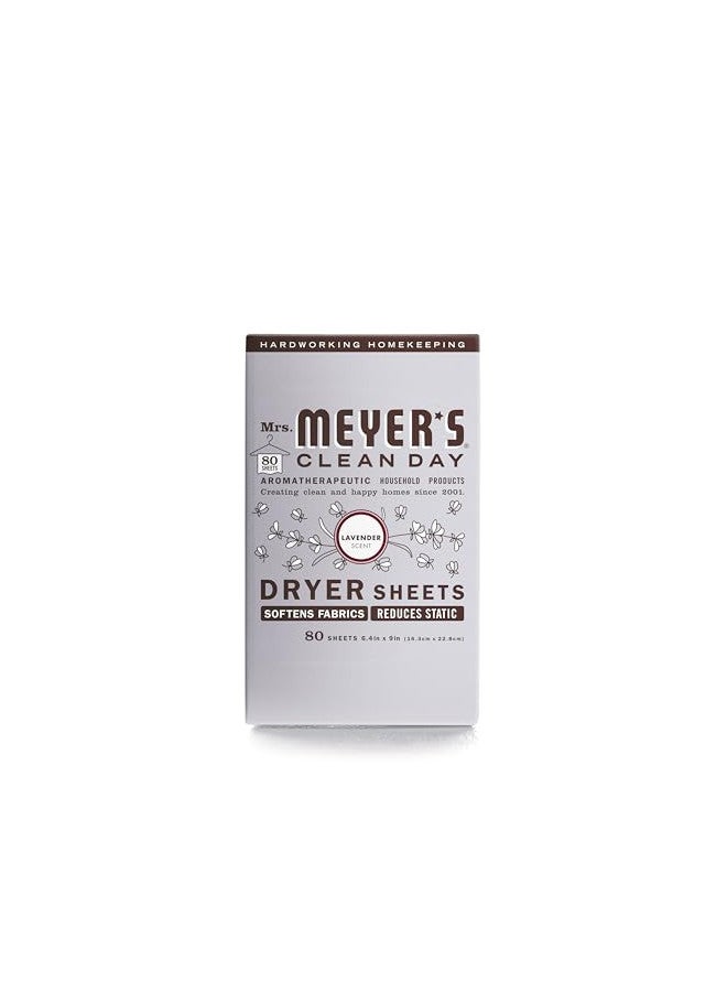 Mrs. Meyer's Clean Day Mrs. Meyer's Dryer Sheets, Fabric Softener, Reduces Static, Infused with Essential Oils, Lavender, 80 Count - Image 1