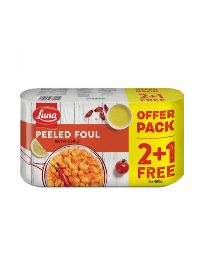 لونا فول مقشر مع الفلفل الحار عبوة اقتصادية 3x450جم