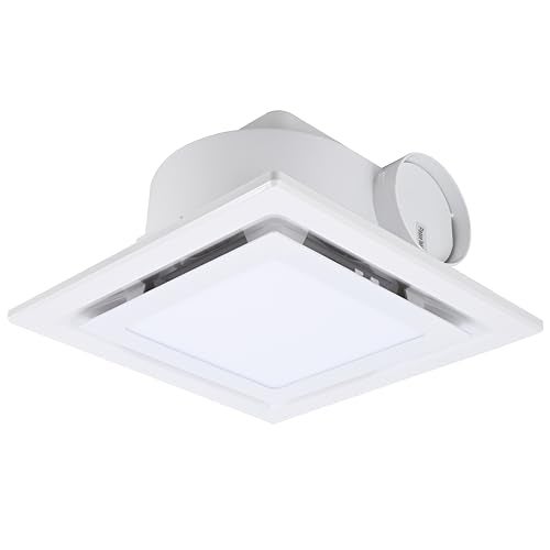 FEITON Square Bathroom Exhaust Fan with Light, 160 CFM 35W 4 Inch Duct, 100-240V 1.0 Sones Quiet Bathroom Ceiling Fan, Shower Fan Light Combo(Mounting Hole: 10.2 x 10.2 Inches) - Image 1