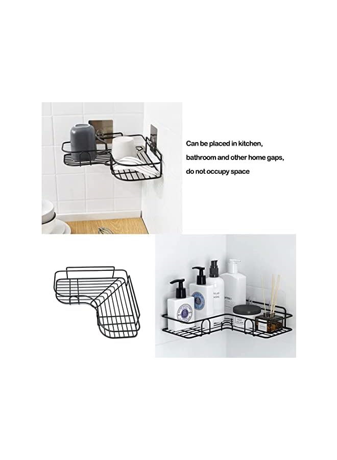 SKY-TOUCH 2Pcs Corner Shower Shelves，Self Adhesive No Drilling Wall Mounted Shower Storage Shelf Organizer For Your Bathroom, Kitchen And Toilet，Iron Art，Black - Image 5