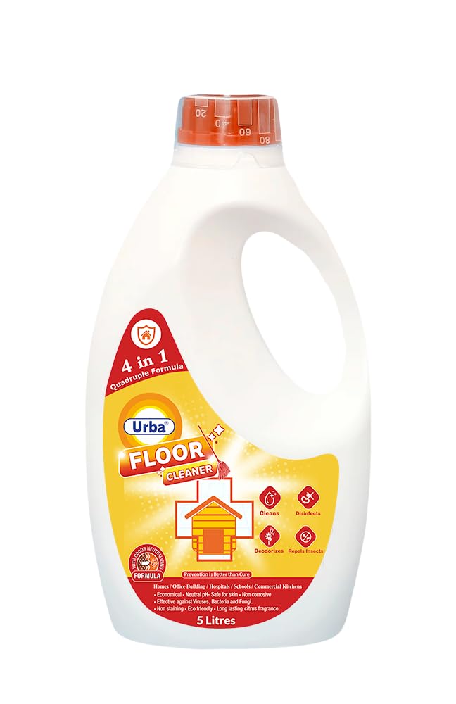 URBA Disinfectant Surface & Floor Cleaner Liquid, Orange| Suitable for All Floor Cleaner Mops | Kills 99.9% Germs (5 litre) - Image 1