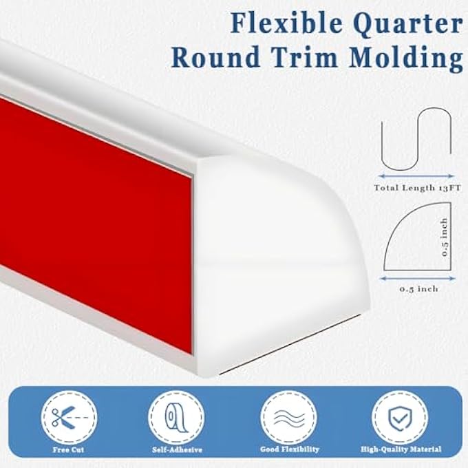 FLEXIBLE QUARTER ROUND MOLDING, 158 INCH PEEL AND STICK RUBBER QUARTER ROUND TRIM MOLDING SELF ADHESIVE EDGE TRIM FOR FLOOR, WATERPROOF BENDABLE MOLDING TRIM FOR WALL EDGE CORNER COUNTERTOP - Image 3