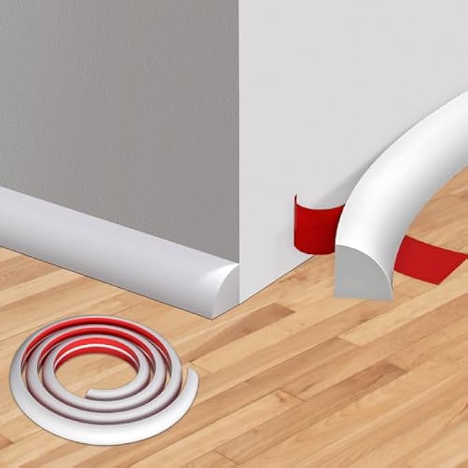 FLEXIBLE QUARTER ROUND MOLDING, 158 INCH PEEL AND STICK RUBBER QUARTER ROUND TRIM MOLDING SELF ADHESIVE EDGE TRIM FOR FLOOR, WATERPROOF BENDABLE MOLDING TRIM FOR WALL EDGE CORNER COUNTERTOP - Image 2