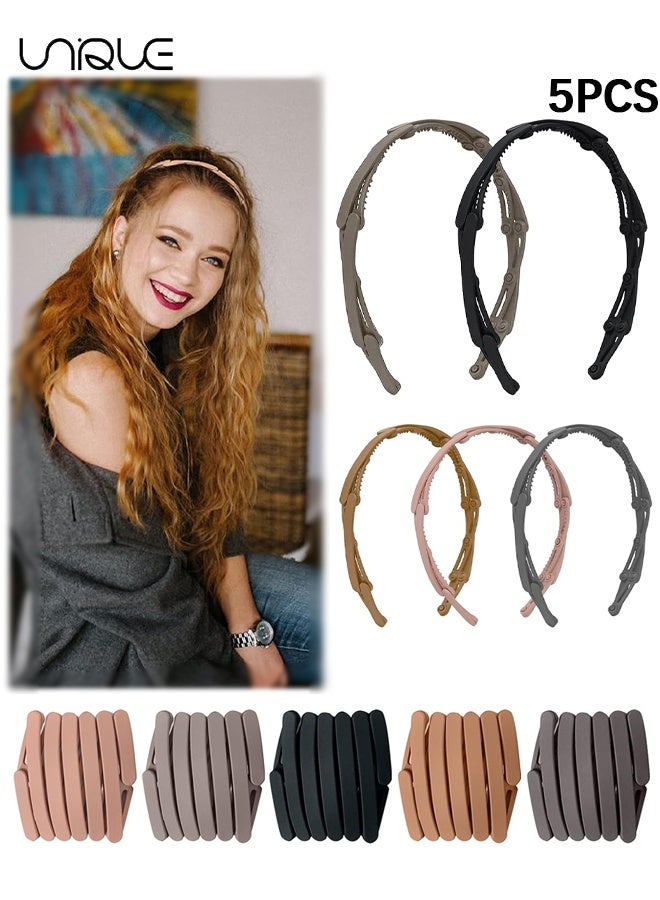 Unique 5PCS Folding Hair Band – Foldable Anti-Slip Headband, Lightweight Durable Compact, Secure Comfy Fit, Y2K Fashion - for Washing Makeup Travel Outdoor Fashion Hair Accessories - Unisex - Image 1
