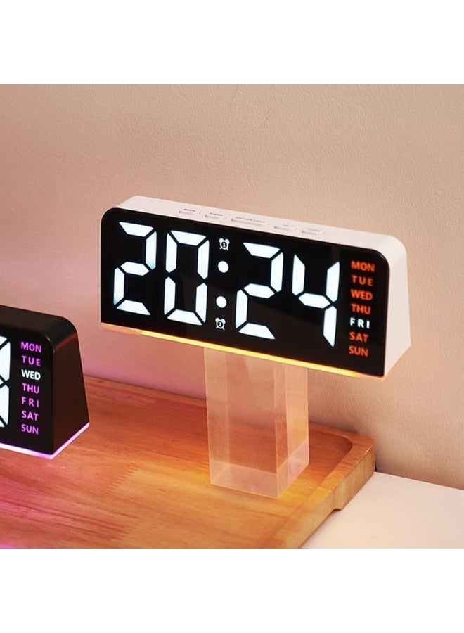ساعة منبه رقمية LED مع غفوة وعرض درجة الحرارة，ساعة ضوء ليلي زخرفية لغرف النوم، غرف الأطفال والمكتب المنزلي (وردي) - Image 5