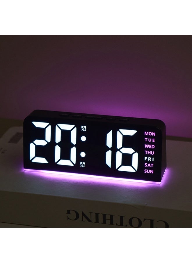 ساعة منبه رقمية LED مع غفوة وعرض درجة الحرارة，ساعة ضوء ليلي زخرفية لغرف النوم، غرف الأطفال والمكتب المنزلي (وردي) - Image 1