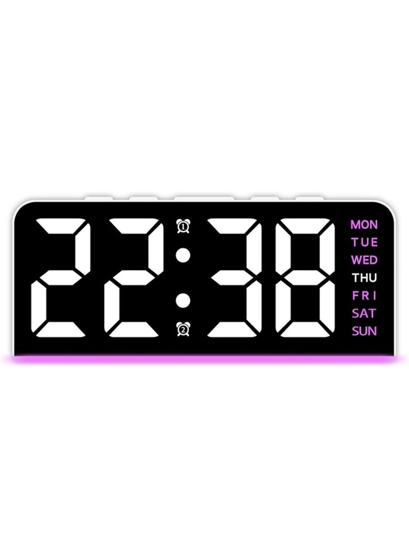 ساعة منبه رقمية LED مع غفوة وعرض درجة الحرارة，ساعة ضوء ليلي زخرفية لغرف النوم، غرف الأطفال والمكتب المنزلي (وردي) - Image 2