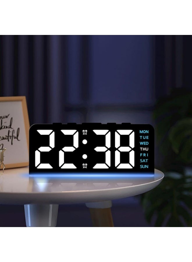 ساعة منبه رقمية LED مع غفوة وعرض درجة الحرارة，ساعة ضوء ليلي زخرفية لغرف النوم، غرف الأطفال والمكتب المنزلي (وردي) - Image 4
